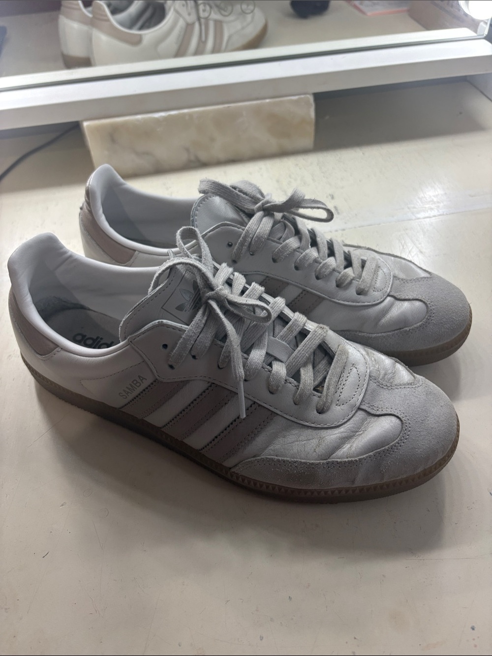 adidas Samba Sneakers in Light Gray with Gum Sole